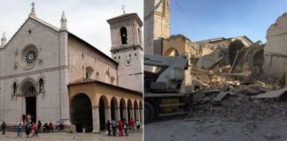 Basilika St Benediktus di Norcia, Italia, Rusak Parah Terkena Gempa