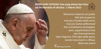 Doa Resmi Paus Fransiskus untuk Perdamaian di Ukraina