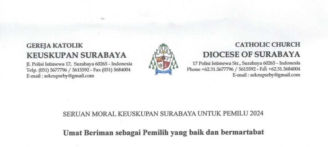 Seruan Moral Keuskupan Surabaya untuk Pemilu 2024